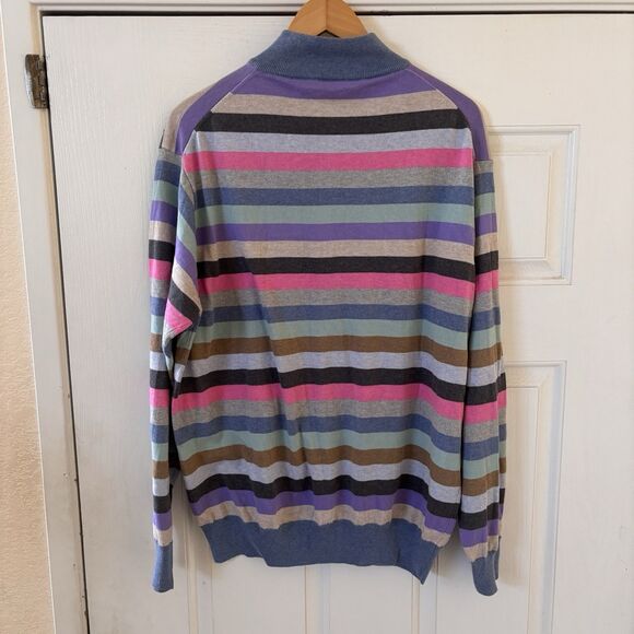 Peter Millar Mens Sweater Size L 1/4 Zip Striped Multicolor Preppy Golf Outdoors - Picture 6 of 10
